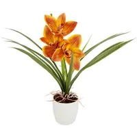 Kunstblume Orchidee, OTTO home, Höhe 32 cm, Mit Blätter im Topf aus Keramik Künstliche Blume Cymbidium-Orchidee