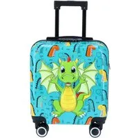TheTrueC Koffer TheTrueC Kindertrolley 4 Rollen Dino grün