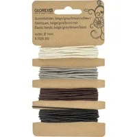 Glorex Dekoband Glorex Gummibänder beige/grau/braun/schwarz 4 x 3