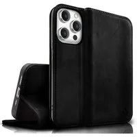Nalia Smartphone-Hülle Apple iPhone 15 Pro Max 17 cm (6,7 Zoll), Echt Leder Etui / Standfunktion Kickstand / RFID Schutz Handyhülle