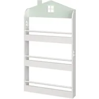 en.casa Kinderregal, »Vipsali« in Hausdesign 106 x 60 x 12 cm Mintgrün / Weiß