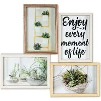 Levandeo® Bilderrahmen Collage, Bilderrahmen Collage 30,5x32,5cm 4 Fotos 10x15cm Natur Eiche Holz