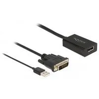 Adapterkabel, DVI + USB-A Stecker > DisplayPort Buchse schwarz, 50cm, 4K mit HDR Funktion