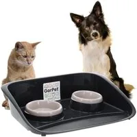 GarPet Futterstation Hundenapf mit Spritzschutz 2 Näpfe Futternapf Katze Fressnapf Hund