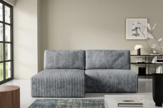 Ecksofa mit Schlaffunktion NATALIA XS in Stoff Tilia Grau Ottomane Links