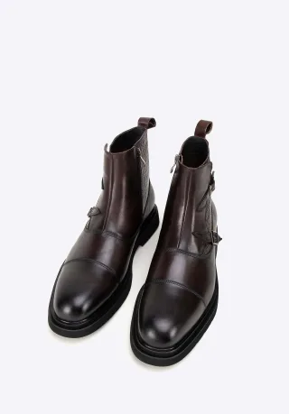 Wittchen Herren-Chelsea-Boots aus Leder mit Krokodilleder-Einsätzen, Braun