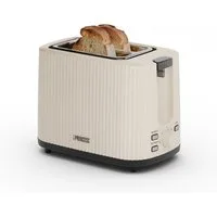 PRINCESS Toaster Princess 142337 Toaster Wave – Stilvolles Design – leistungsstarker un, 2 kurze Schlitze, für 2 Scheiben, 930 W, Wave, 7 Stufen, Krümelschublade, Auftaufunktion, Beig