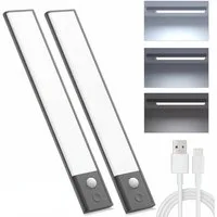 ANYSUN LED Unterbauleuchte Küche 2er Set Schrankbeleuchtung mit Bewegungsmelder und Akku, LED fest integriert, Kaltweiß, 40 cm Küchenlampe, USB-C wiederaufladbar, Stufenlos Dimmbar, 2 Stück