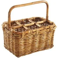 Kobolo Flaschenkorb Flaschenträger für 6 Flaschen aus Rattan lacak, 20 l