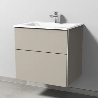 Sanipa 3way Glas-Set Glas-Waschtisch und Unterbau mit 2 Auszügen, Kaschmir-Matt BP2011U