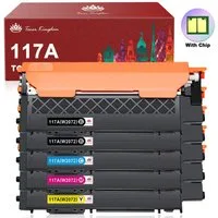 Toner Kingdom Tonerkartusche 4/5 er Ersatz für HP 117A W2070A, Color Laser MFP178nwg 179fwg 150a