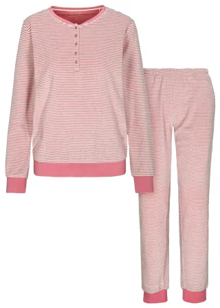 IN LINEA - Da.-Pyjama Frottee rosewood/blush - Gr. - 46