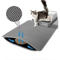 TUWENA Katzentoilette Doppelschicht Katzenklo Matte, Wasserdichte Katzenmatte Katzenklo, Leicht zu reinigen, Rutschfeste Katzenmatte Unterleger Waben Design