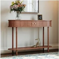 HOLTICO Konsolentisch mit Schiebetüren & Stauraumschrank, Schmaler Sofatisch, Eingangstisch (1-St), Sideboard-Tisch für Wohnzimmer, Flur, Schlafzimmer