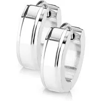 BUNGSA Creolen-Set Creolen hochglanzpoliert mit zwei Außenringen Silber Edelstahl Unisex (1 Paar (2 Stück), 2-tlg), Ohrschmuck Ohrringe