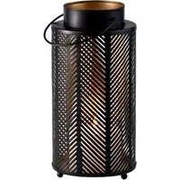 Marrakesch Orient & Mediterran Interior Kerzenlaterne Modernes Gartenwindlicht Arvid handgemacht aus Metall in Schwarz 25 cm (1 St), aus traditioneller handarbeit