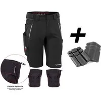 Qualitex Workwear Arbeitsshorts HANDWERKER-BUNDLE IRON Shorts + Kniepolstertasche inklusiv Kniepolster (3-tlg) modern kurze Arbeitshose - 13 Taschen - Strapazierfähig - Atmungsaktiv