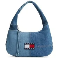 Tommy Jeans Schultertasche TJW DENIM PATCHWORK SHOULDER BAG, Damen Schultertasche, Umhängetasche, Cross-Body Bag im Jeans-Look