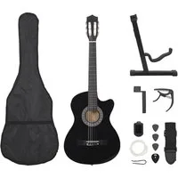 vidaXL Westerngitarre 12-tlg Westerngitarre Set mit 6 Saiten Schwarz 38"