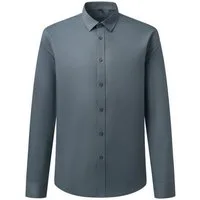 Allthemen Businesshemd aus Bambusfaser Slim Fit Herrenhemd elastisches Langarmhemd