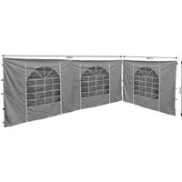 Quick Star Pavillonseitenteil 2 Seitenteile mit PVC Fenster 300x193cm / 400x193cm Sahara GRAU, 300x193 cm, 2 Seitenteile Maße: 1x300x193cm und 1x400x193cm, Passend für Pavillons der Größe 3x4 Meter
