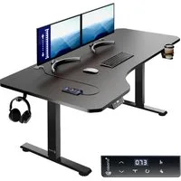 Casaria Schreibtisch, Höhenverstellbar Elektrisch 160x75cm L-Form LCD- Display Stahlgestell