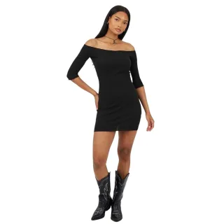Brave Soul - Minikleid für Damen, Wellensaum (Schwarz)
