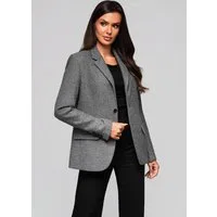 OMBRE Longblazer Klassischer Blazer aus Strukturstoff