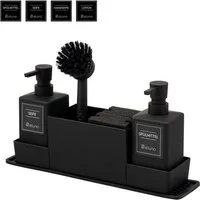 eluno Küchenorganizer-Set Spülbeckenorganizer mit 2 Spendern und viel Zubehör