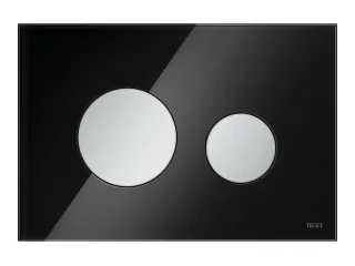 Tece loop WC-Betätigungsplatte Zweimengen Glas schwarz glzd. Tasten Chrom matt, 9240655 9240655