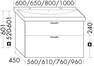 Burgbad Waschtischunterschrank System 30 Preisgruppe 1 Aqua 601x560x450 Weiß Matt, WYLA056F1719 WYLA056F1719