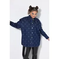 Studio Untold Hemdbluse Jeanshemd oversized Glitzer-Herzen Langarm