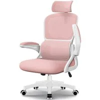Homimaster Bürostuhl Bürostuhl, Schreibtischstuhl Ergonomisch mit Klappbaren Armlehnen (Bürostuhl mit Verstellbarer Kopfstütze, 90° Klappbare Armlehnen und Lendenwirbelstütze, Höhenverstellbarer Chefsessel aus Mesh), Bürostuhl mit maximaler Neigung v