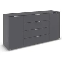 OTTO home Kombikommode Kommode Sideboard Schubladenkommode Schlafzimmerkommode ASTANA (Breite 160 cm / Höhe 81 cm, mit 4 Einlegeböden), 2-türig, 4 geräumige Schubladen, Kantengriff Alufarben MADE IN GERMANY