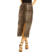 be styled Bleistiftrock Bleistiftrock Taillenrock mit Schlitz und Leomuster - Damen - j32L-3 mit Allover Leo Print