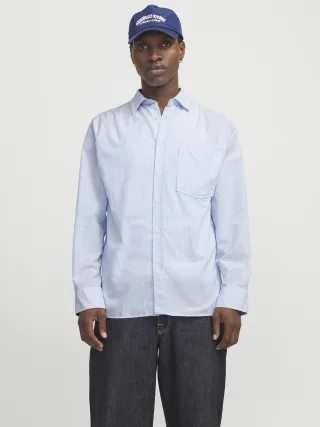 JACK&JONES - JORMARGATE OXFORD SHIRT LS BF LN cashmere blue - Gr. - M