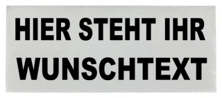 Rückenschild 38 x 16 cm mit Wunschtext | silber | matt | ein-, zwei- oder dreizeilig | Klett 1-zeilig