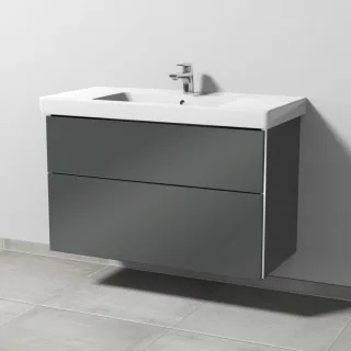 Sanipa 3way Waschtischunterbau zu Villeroy & Boch Subway 2.0 Waschtisch mit 2 Auszügen, Anthrazit-Gl BS61579