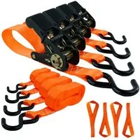 MCS CARGO SECURITY Zurrgurt Spanngurte 4er Set, 4,5m, 800kg, Zurrgurte für Ladensicherung, orange (4-St)