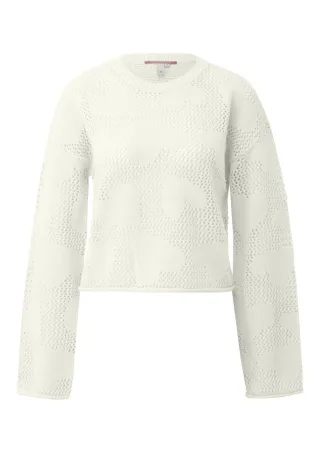 Q/S designed by - Ajour-Pullover weiß - Gr. - L