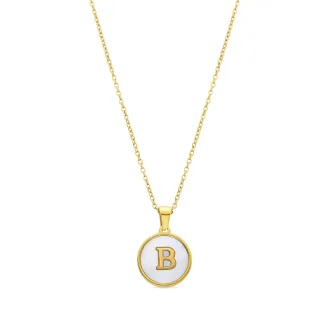 Luxenter-Halskette aus weißem Perlmutt in 18 Karat Gelbgold - Alphabet