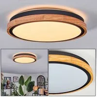 hofstein Deckenleuchte Deckenlampe aus Metall/Holz/Kunststoff in Natur/Schwarz/Weiß, ohne Leuchtmittel, 3000 Kelvin, Leuchte im moderne Design (29,5cm), 16 W, 1700 Lumen, 3000 Kelvin