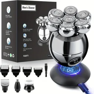 5 in 1 Men's Electric Shaver With 7 Blades LCD Display Razor USB Rechargeable Shaver Nose Hair Trimmer Facial Cleaning B