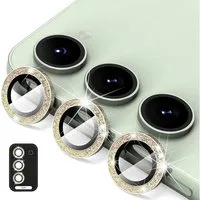 Wigento Handyhülle Für Samsung Galaxy S24 Aluminium Glitzer Ring Kamera + H9 Hart Glas