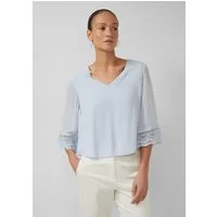 s.Oliver Kurzarmbluse Bluse Fließende Chiffon-Bluse mit Spitzen-Details