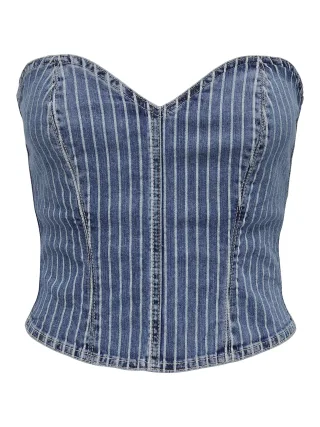ONLY - ONLKIRSI CORSET DNM TOP DOT light blue denim - Gr. - L