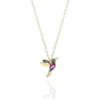 Einzelstück Charm-Kette Halskette Kolibri Anhänger 925 Sterling Silber
