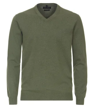 CASAMODA - Pullover mit V-Ausschnitt uni 004430 grün - Gr. - 3XL