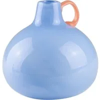 AM Design Dekovase Blauglasvase mit auffälligem orangem Griff, ein einzigartiges Designstück