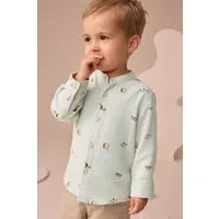 Next Langarmhemd Langarmshirt mit Stehkragen und Figurenmuster (1-tlg)